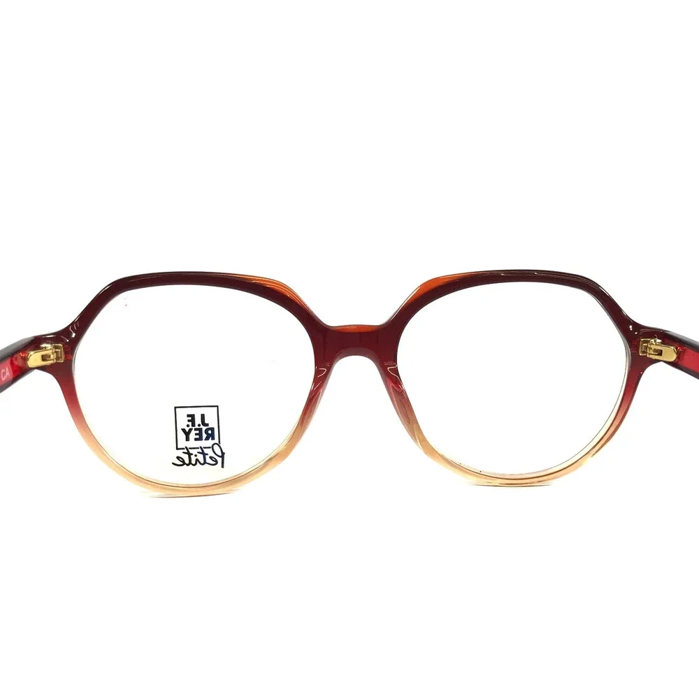 J.F. Rey Petite Eyeglasses Frames PA104 3565 Red Clear Gold Geometric 50-16-140